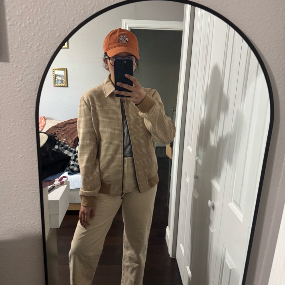 Saks Fifth Avenue Houndstooth Tan bomber